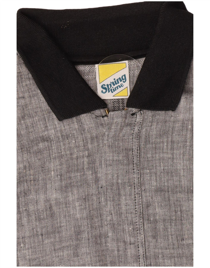 Vintage Mens Short Sleeve Pullover Shirt Medium Grey Check