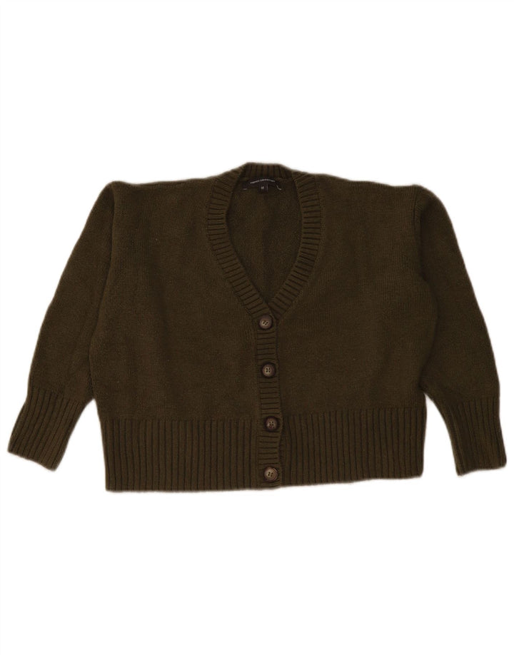 French Connection Womens Crop Cardigan Sweater UK 14 Medium Khaki Acrylic