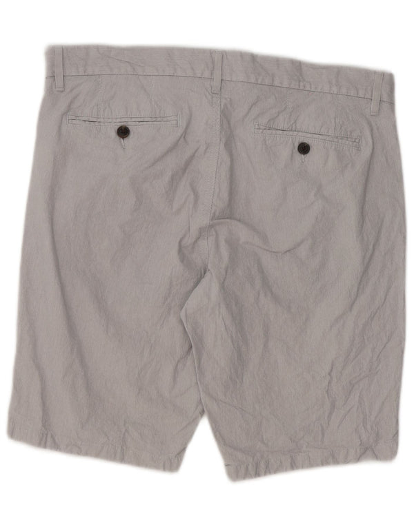 Marks & Spencer Mens Chino Shorts W34 Large Grey Pinstripe Cotton