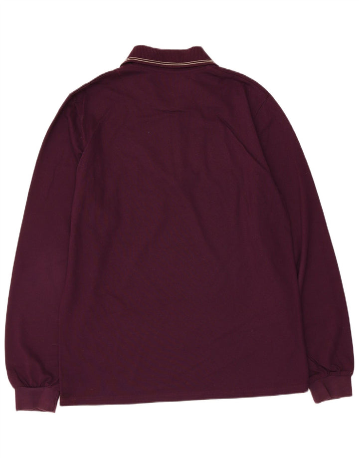 Trigema Mens Long Sleeve Polo Shirt Medium Maroon Cotton