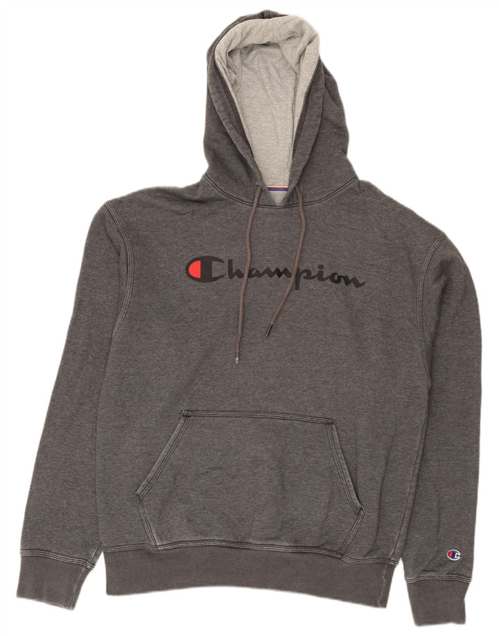 Champion Mens Graphic Hoodie Jumper Medium Grey Flecked