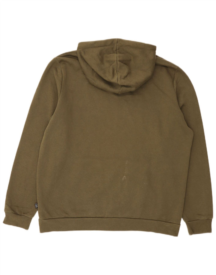 Puma Mens Hoodie Jumper Large Khaki Cotton