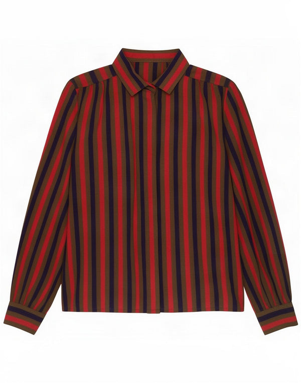 Vintage Womens Shirt Blouse UK 12 Medium Multicoloured Striped