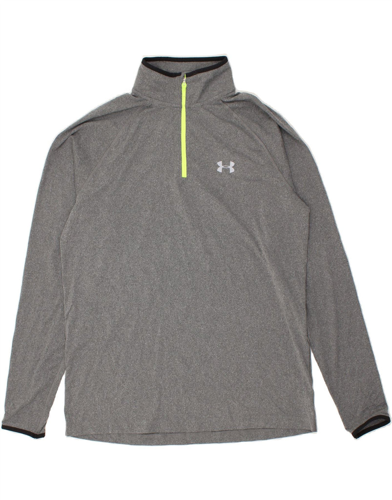 UNDER ARMOUR Mens Fitted Zip Neck Pullover Tracksuit Top Large Grey | Vintage Under Armour | Thrift | Second-Hand Under Armour | Used Clothing | Messina Hembry 