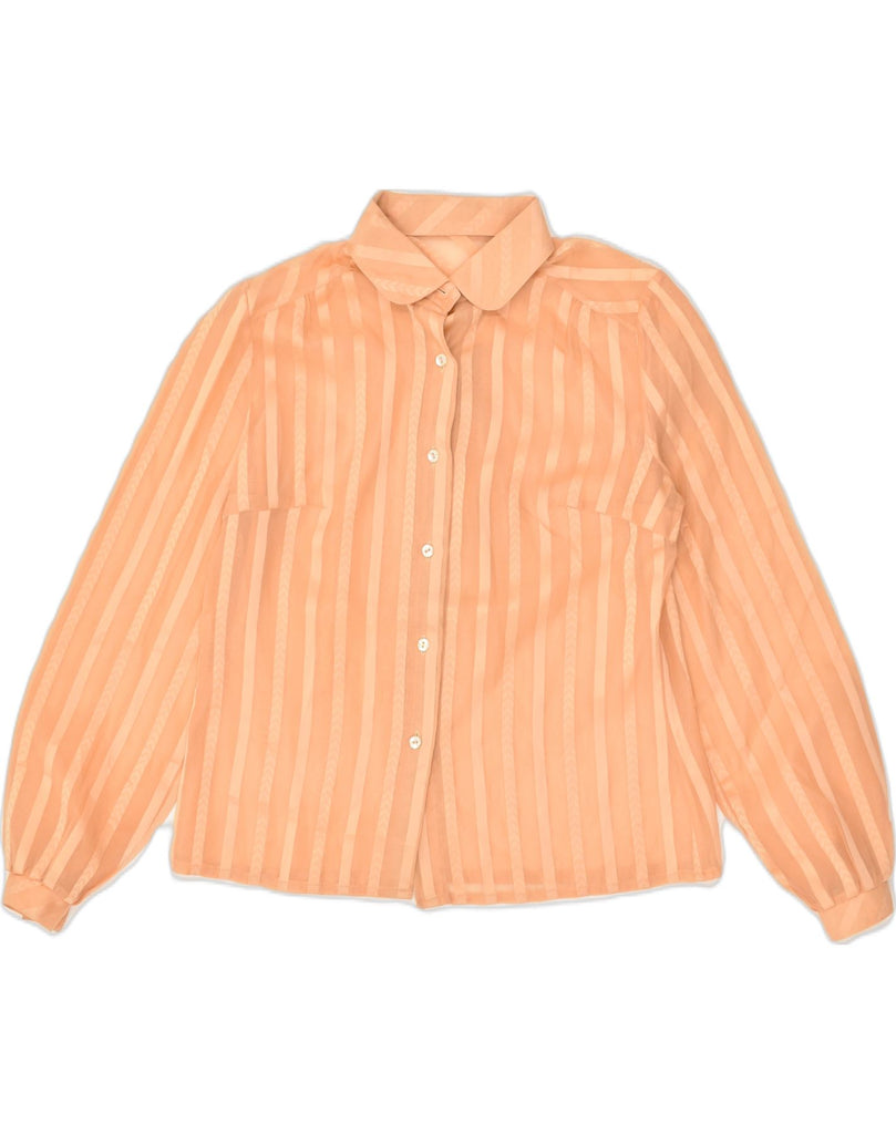 VINTAGE Womens Shirt UK 12 Medium Orange Striped | Vintage Vintage | Thrift | Second-Hand Vintage | Used Clothing | Messina Hembry 