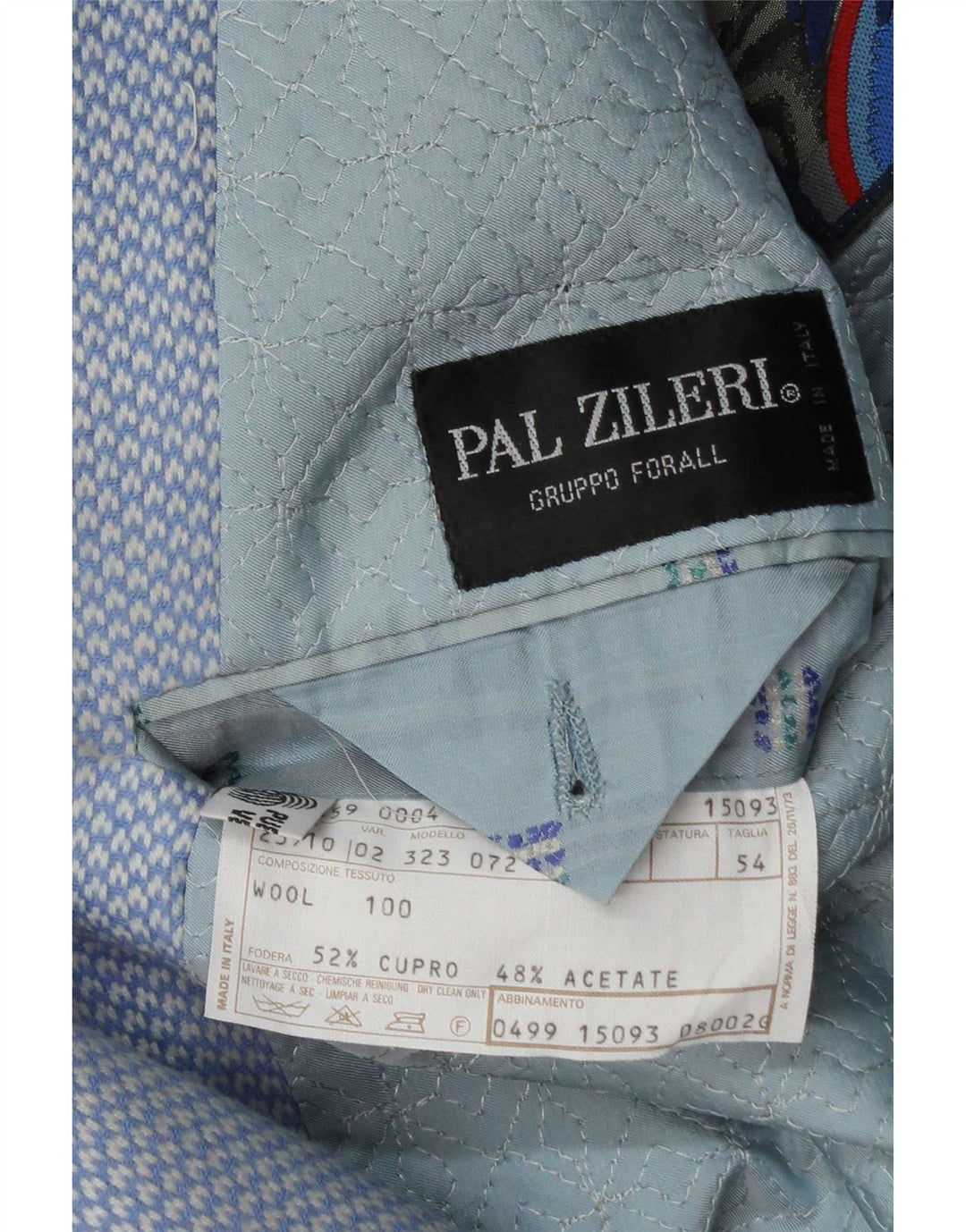 Pal Zileri Mens 2 Button Blazer Jacket IT 54 2XL Blue Geometric Wool