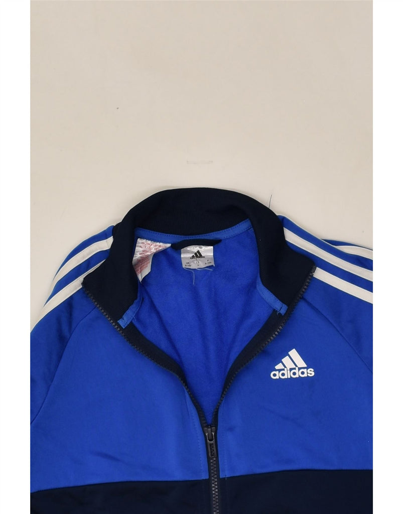 ADIDAS Boys Tracksuit Top Jacket 9-10 Years Blue Colourblock Polyester | Vintage Adidas | Thrift | Second-Hand Adidas | Used Clothing | Messina Hembry 