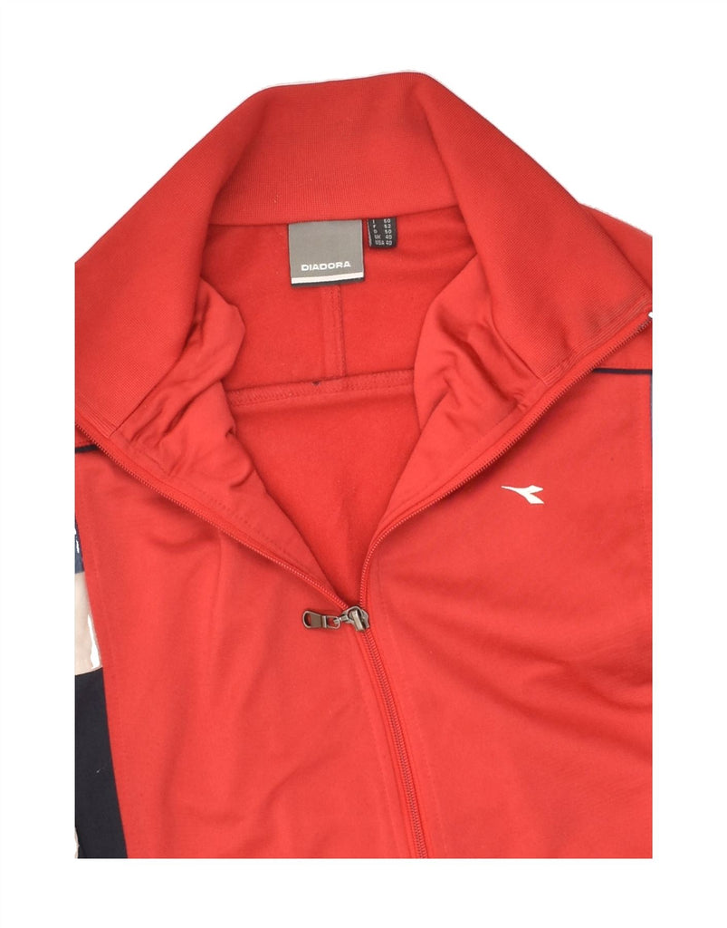 DIADORA Mens Tracksuit Top Jacket Size 40 Medium Red Colourblock Polyester | Vintage Diadora | Thrift | Second-Hand Diadora | Used Clothing | Messina Hembry 