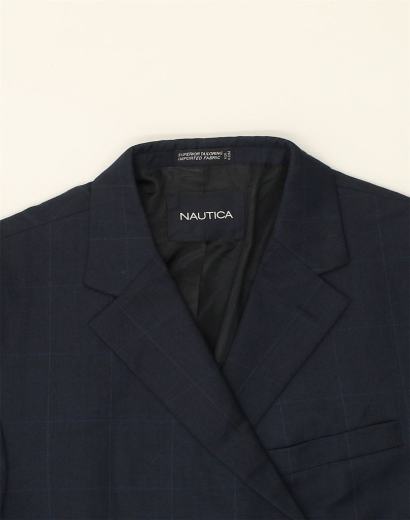 NAUTICA Mens 3 Button Blazer Jacket UK 46 3XL Navy Blue Wool | Vintage Nautica | Thrift | Second-Hand Nautica | Used Clothing | Messina Hembry 