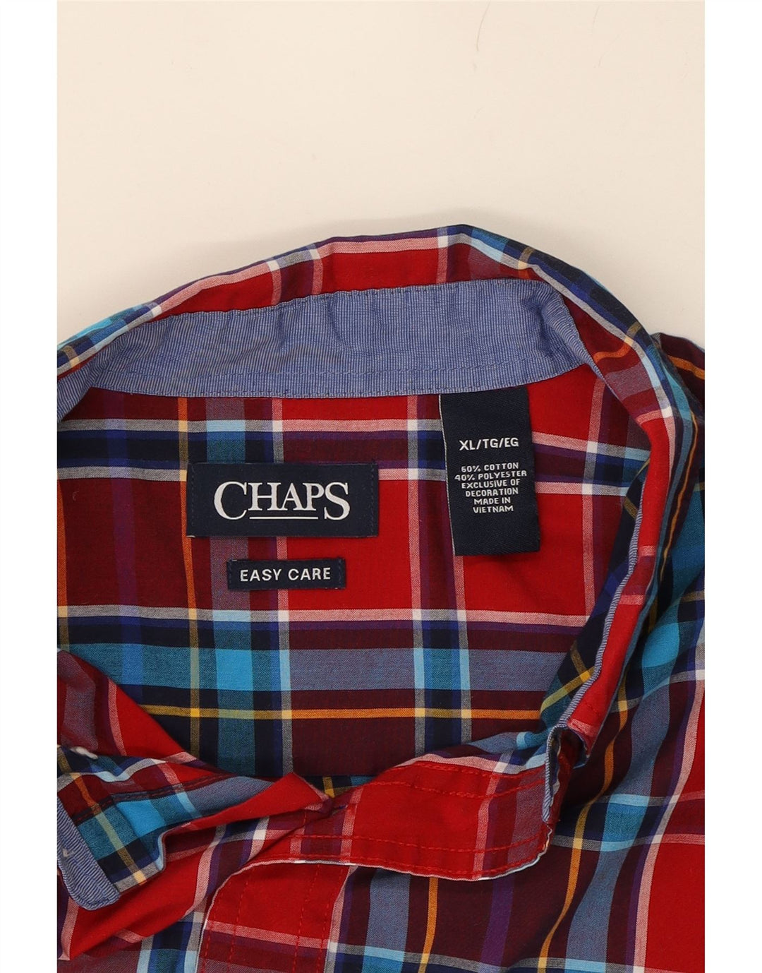 CHAPS Mens Big & Tall Shirt XL Red Check Cotton Vintage Chaps and Second-Hand Chaps from Messina Hembry 