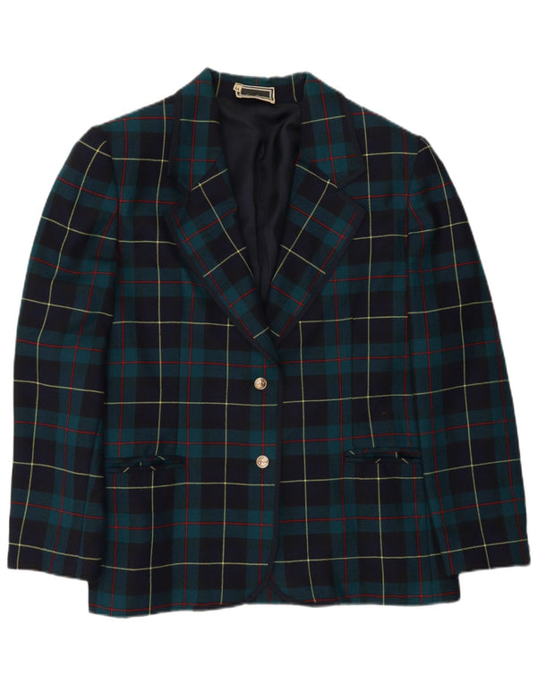 Luisa Spagnoli Womens 2 Button Blazer Jacket IT 44 Medium Blue Check Wool