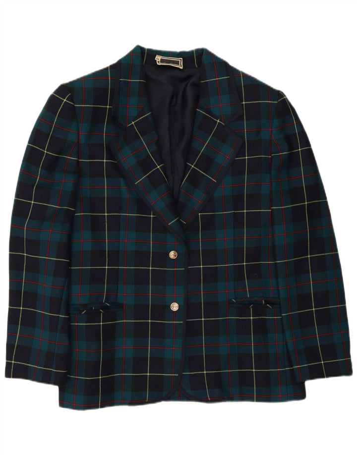 Luisa Spagnoli Womens 2 Button Blazer Jacket IT 44 Medium Blue Check Wool