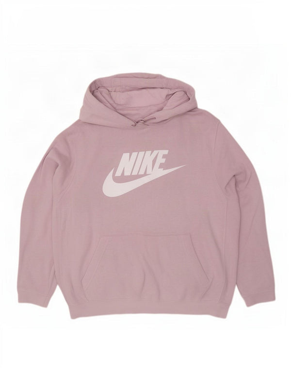 Nike Womens Graphic Oversized Hoodie Jumper UK 16 Large Purple Cotton