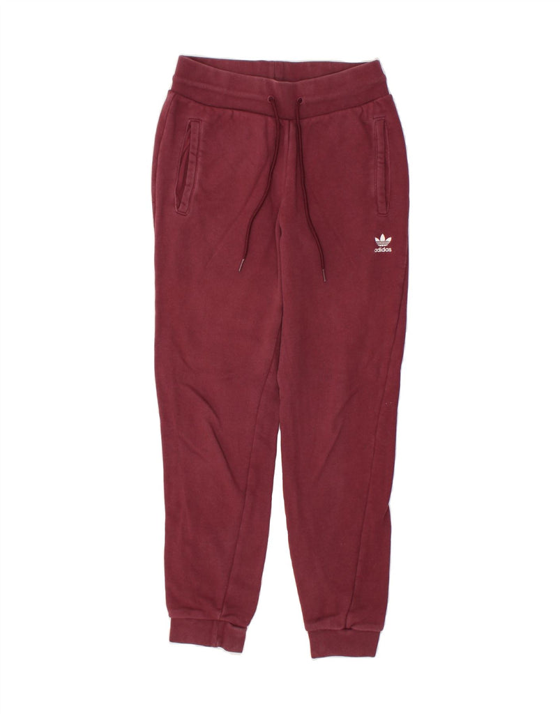 ADIDAS Womens Tracksuit Trousers Joggers UK 8 Small  Burgundy Cotton | Vintage Adidas | Thrift | Second-Hand Adidas | Used Clothing | Messina Hembry 