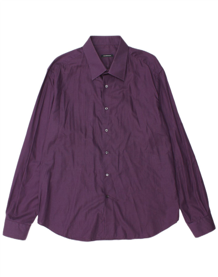 ROCCOBAROCCO Mens Shirt Size 18 45 2XL Purple Cotton
