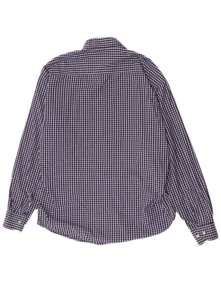 Fila Mens Regular Fit Shirt Medium Navy Blue Gingham Cotton