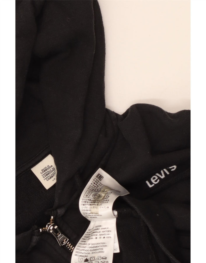 Levi's Womens Oversized Crop Zip Hoodie Sweater UK 16 Large Black