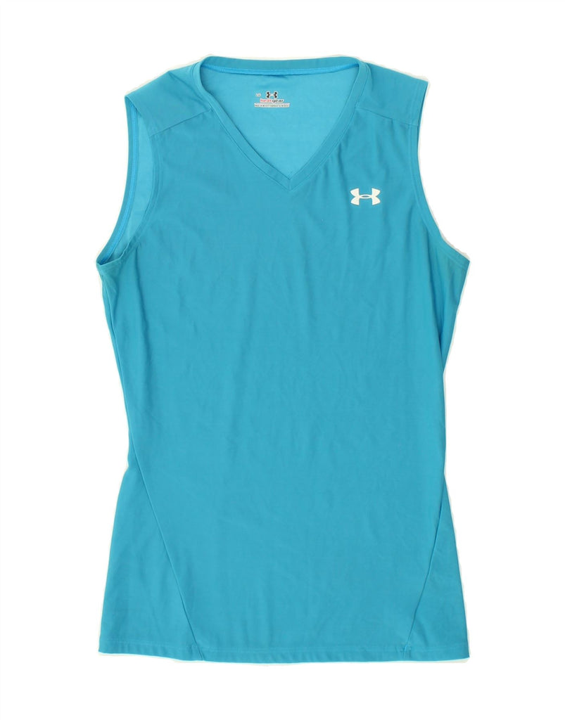 UNDER ARMOUR Womens Heat Gear Vest Top UK 14 Large Blue Polyester | Vintage Under Armour | Thrift | Second-Hand Under Armour | Used Clothing | Messina Hembry 