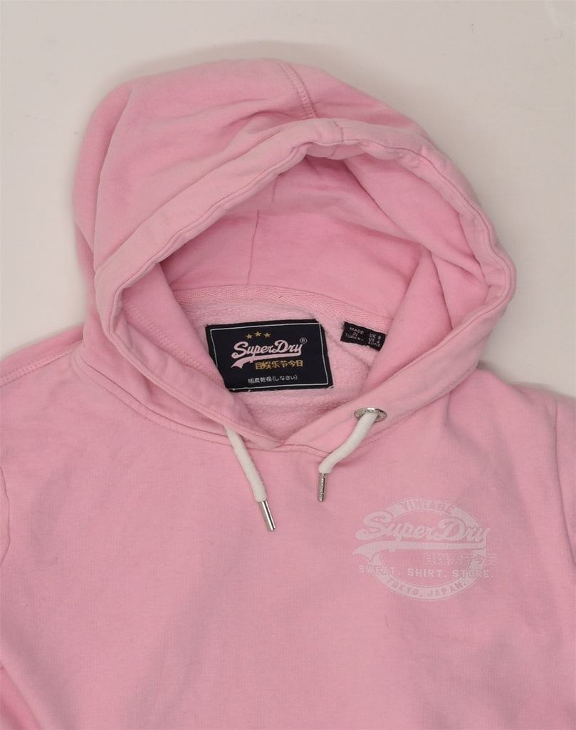 SUPERDRY Womens Graphic Hoodie Jumper UK 8 Small  Pink Cotton | Vintage Superdry | Thrift | Second-Hand Superdry | Used Clothing | Messina Hembry 