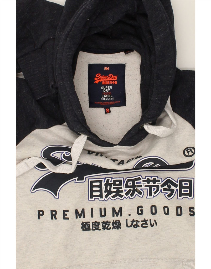 SUPERDRY Mens Graphic Hoodie Jumper Small Grey Colourblock Cotton | Vintage Superdry | Thrift | Second-Hand Superdry | Used Clothing | Messina Hembry 