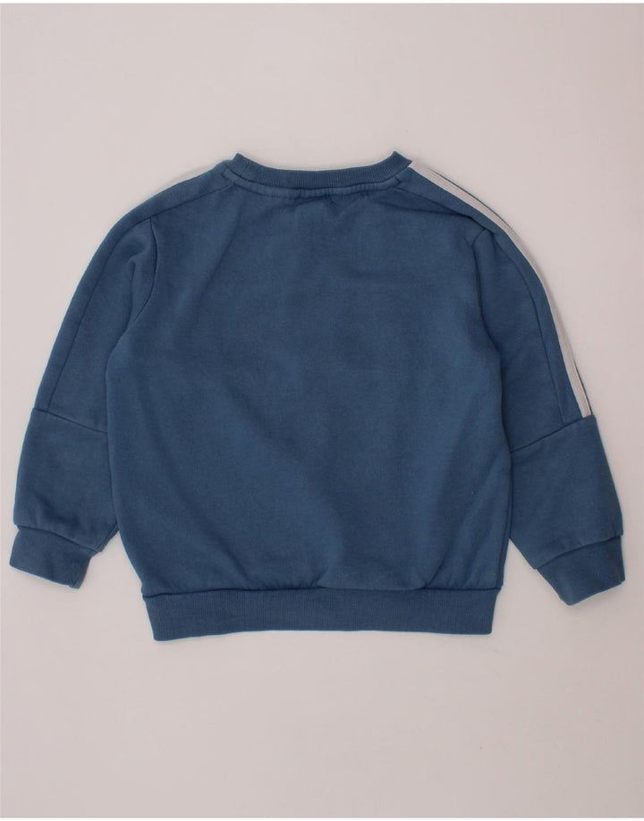 ADIDAS Boys Graphic Sweatshirt Jumper 5-6 Years Blue Colourblock