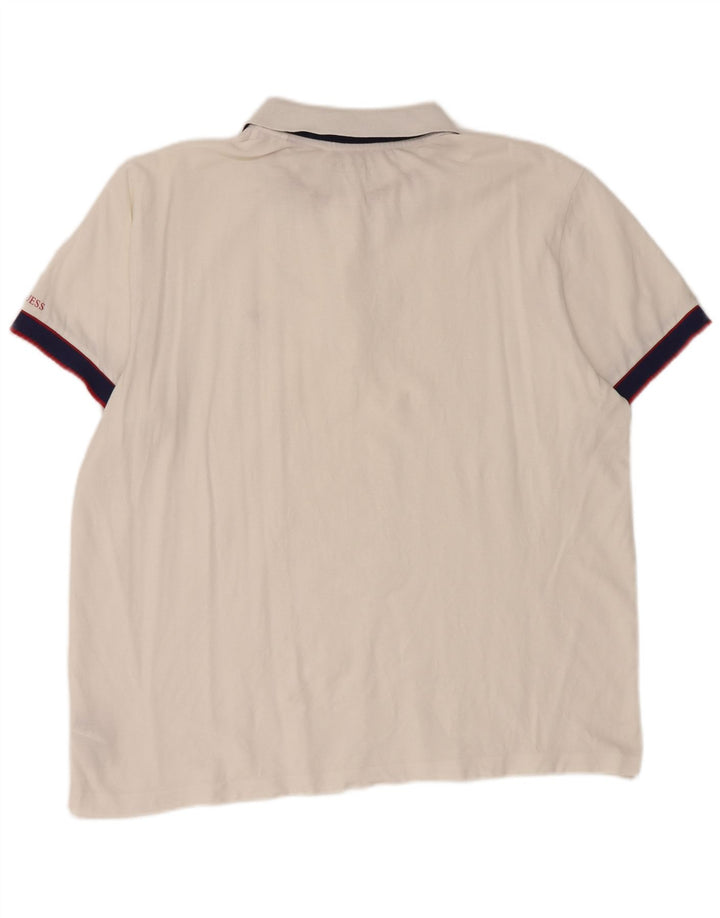 Guess Mens Polo Shirt 2XL White Colourblock Cotton