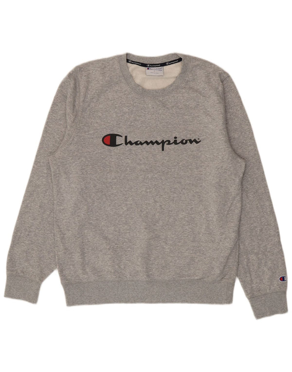 Champion Mens Graphic Sweatshirt Jumper Large Grey Flecked Camelhair