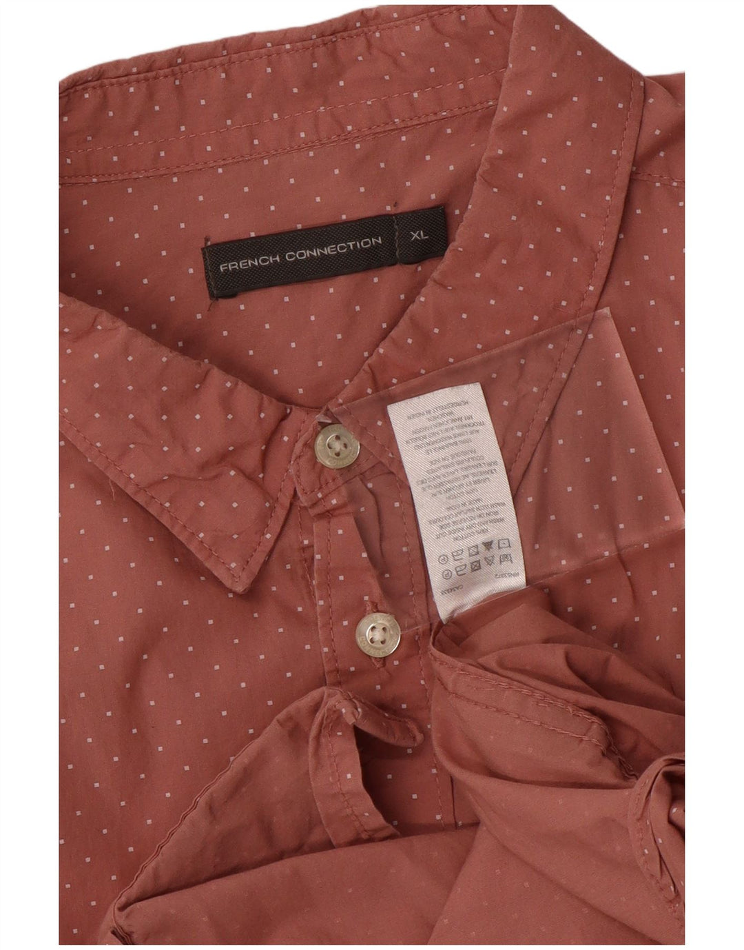 FRENCH CONNECTION Mens Shirt XL Burgundy Spotted Cotton