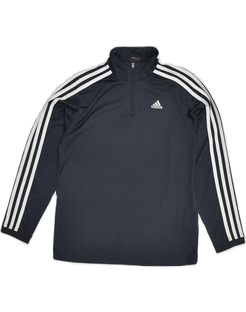 ADIDAS Boys Pullover Tracksuit Top 11-12 Years Navy Blue Polyester | Vintage Adidas | Thrift | Second-Hand Adidas | Used Clothing | Messina Hembry 