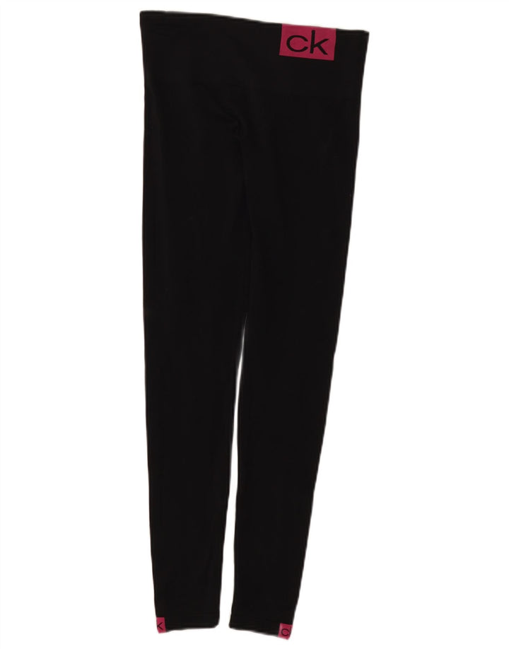 Calvin Klein Womens Graphic Leggings UK 8 Small Black Polyamide