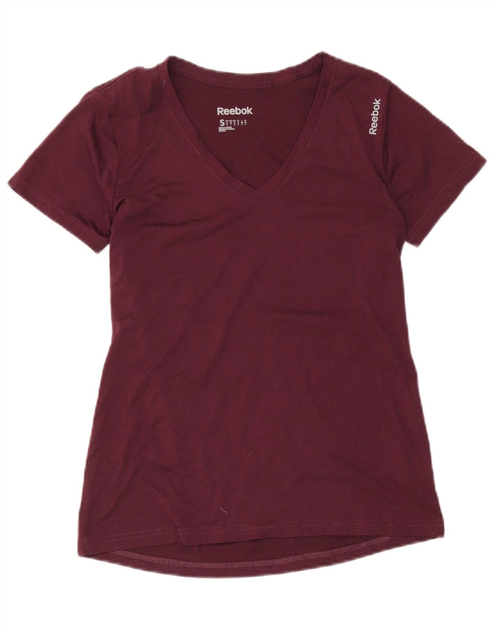 Reebok Womens T-Shirt Top UK 10 Small Burgundy Polyester
