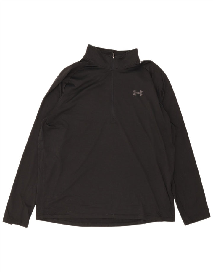 Under Armour Mens Zip Neck Loose Fit Top Long Sleeve XL Black Polyester