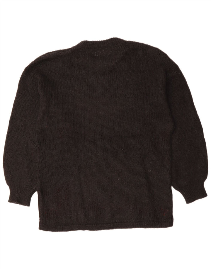 VINTAGE Womens Longline Crew Neck Jumper Sweater UK 18 XL Black