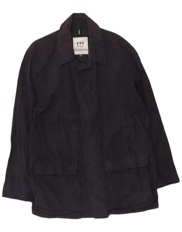 Henry Cottons Mens Rain Jacket IT 50 Large Navy Blue Cotton