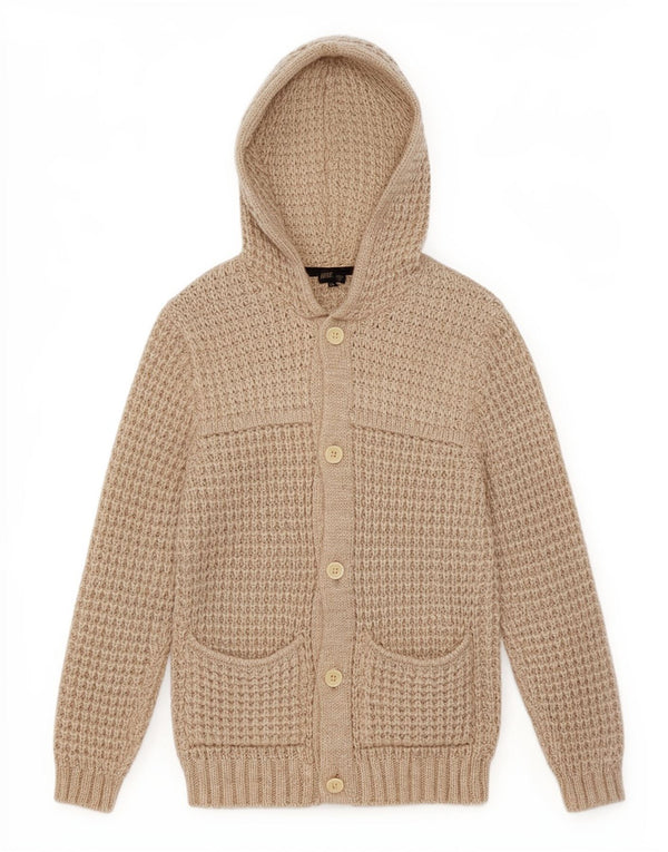 Rifle Mens Hooded Cardigan Sweater XL Beige Acrylic