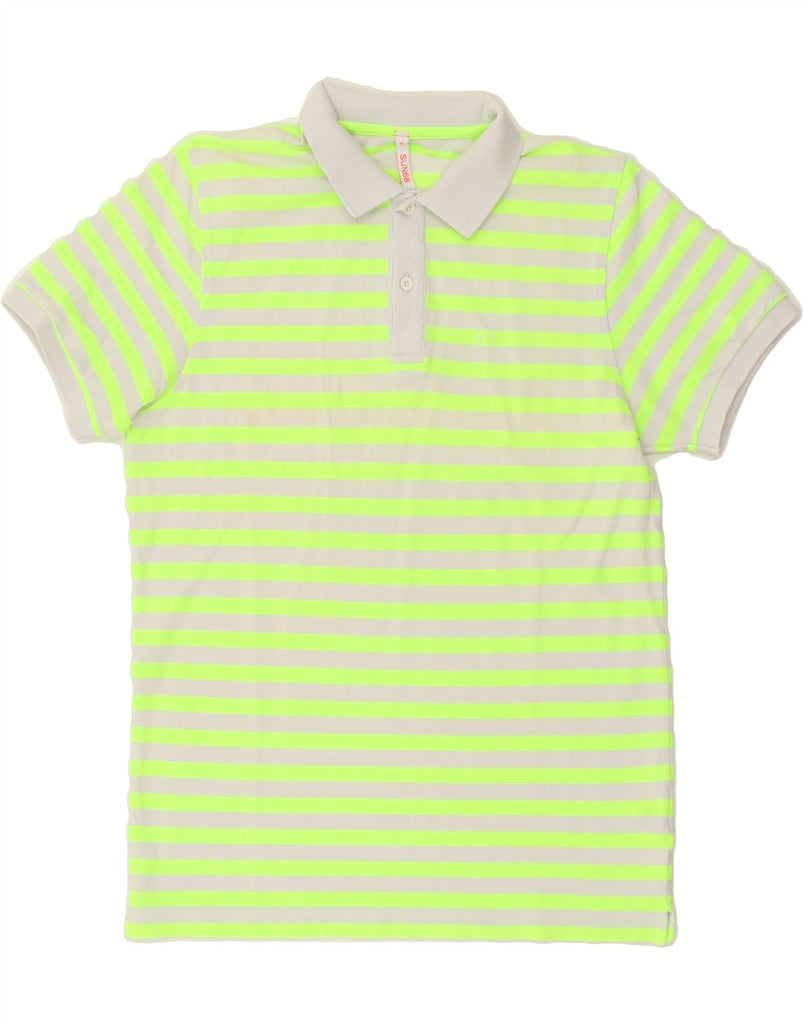 SUN68 Mens Polo Shirt Medium Green Striped Cotton | Vintage Sun68 | Thrift | Second-Hand Sun68 | Used Clothing | Messina Hembry 