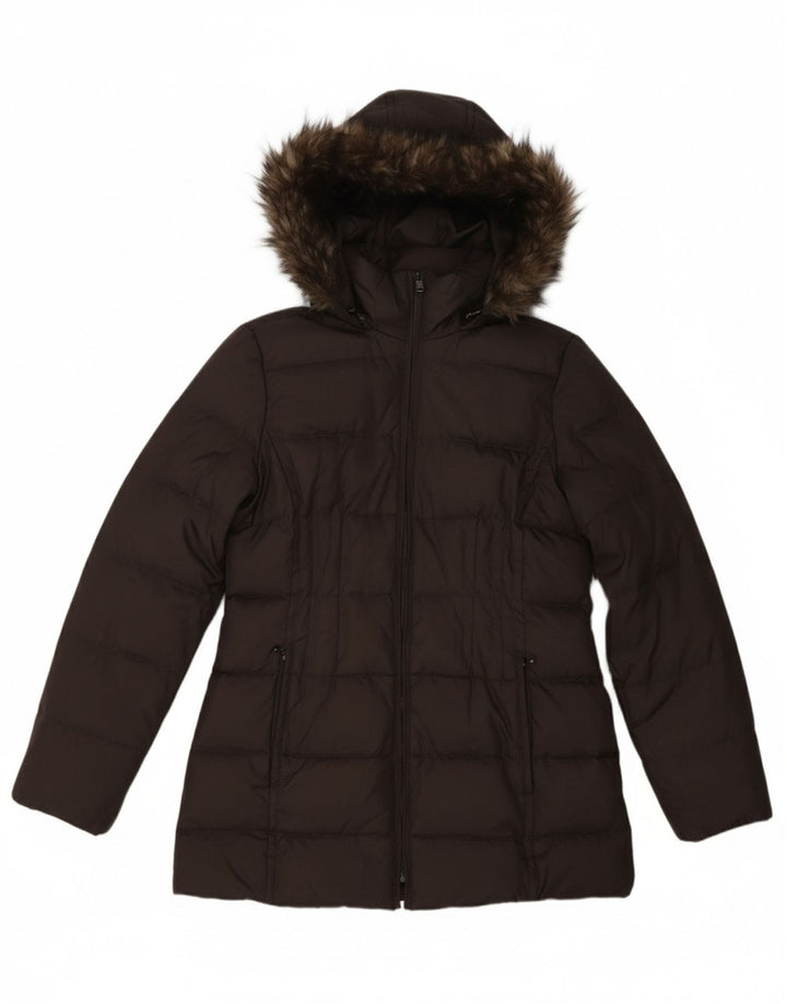 MICHAEL KORS Womens Hooded Padded Jacket UK 14 Medium Grey Polyester