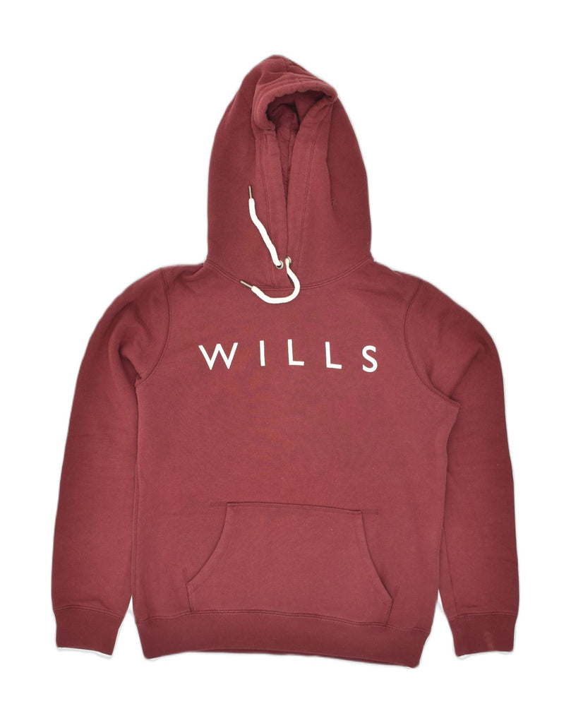 JACK WILLS Womens Graphic Hoodie Jumper UK 10 Small Maroon Cotton | Vintage Jack Wills | Thrift | Second-Hand Jack Wills | Used Clothing | Messina Hembry 