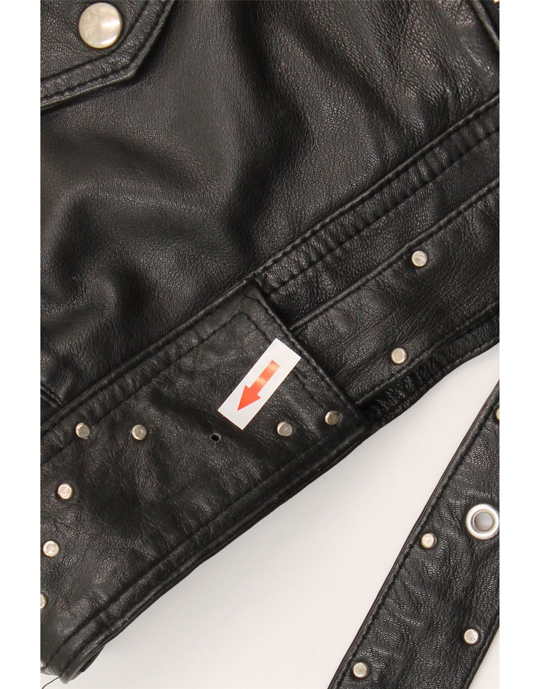 Vintage Womens Crop Leather Biker Jacket UK 12 Medium Black Leather
