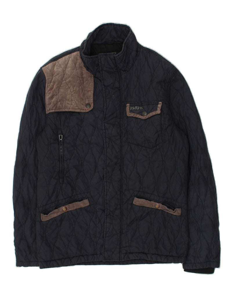 JACK & JONES Mens Quilted Jacket UK 38 Medium Navy Blue Nylon | Vintage Jack & Jones | Thrift | Second-Hand Jack & Jones | Used Clothing | Messina Hembry 