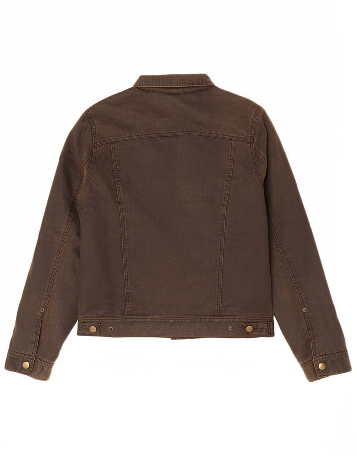 Obey Womens Waxed Cotton Jacket UK 14 Medium Brown Cotton