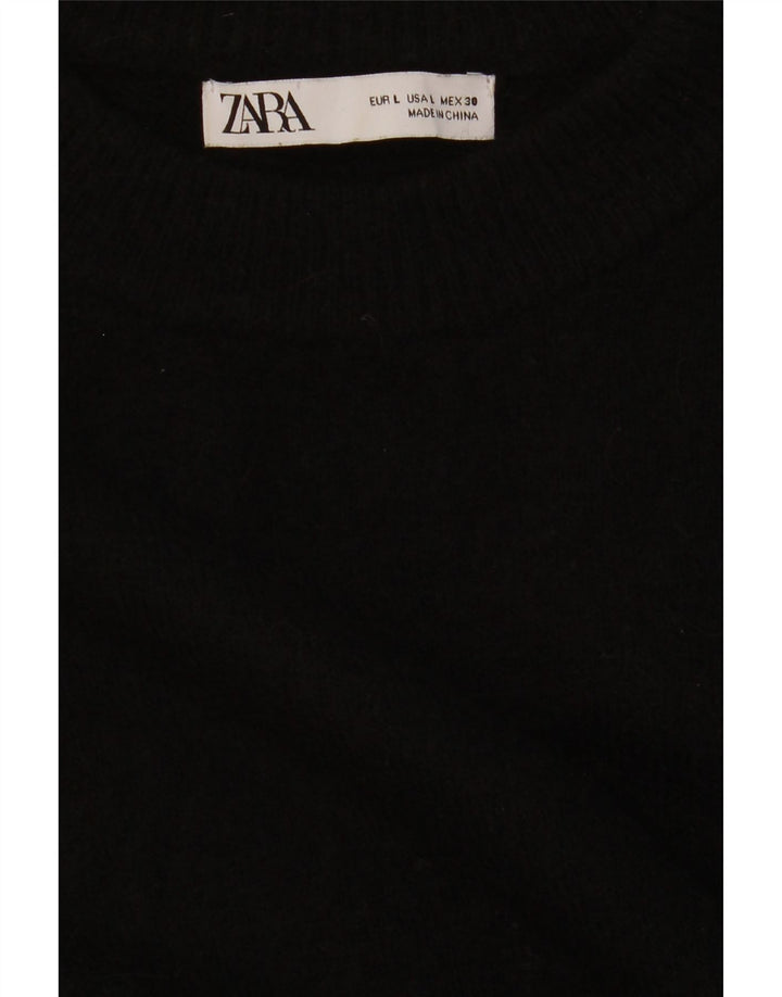 Zara Womens Oversized Crew Neck Jumper Sweater UK 16 Large Black