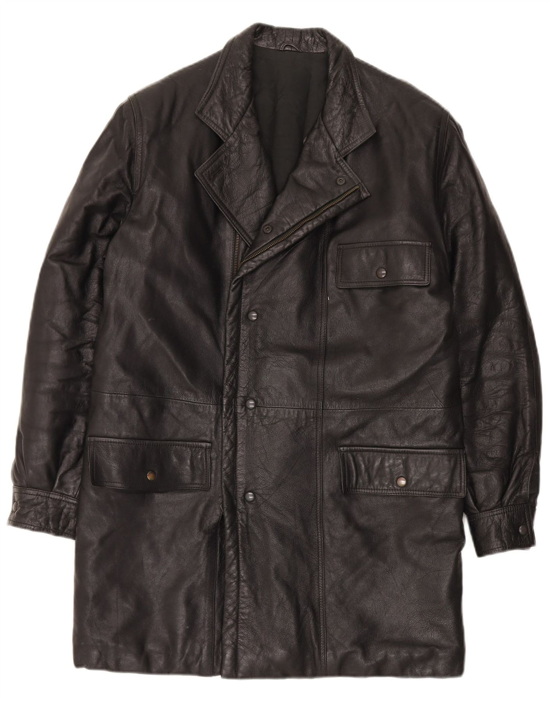 Vintage Mens Leather Jacket IT 48 Medium Black
