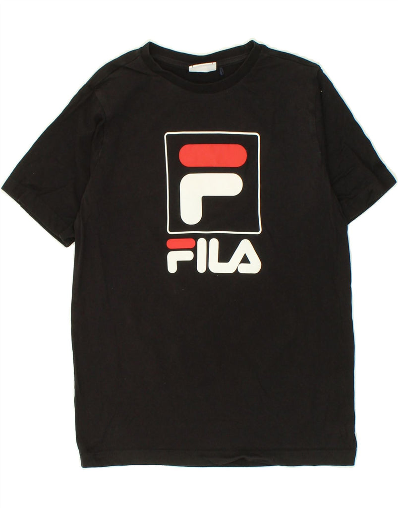 FILA Boys Graphic T-Shirt Top 11-12 Years Black Cotton | Vintage Fila | Thrift | Second-Hand Fila | Used Clothing | Messina Hembry 