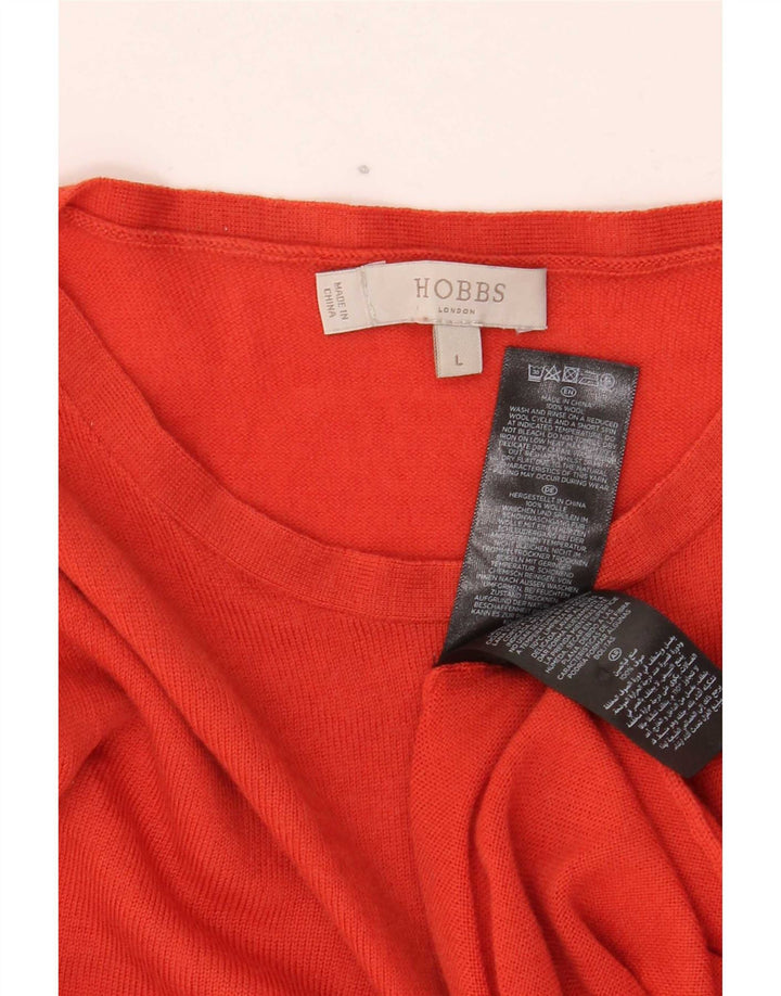 Hobbs Womens Boat Neck Jumper Sweater UK 14 Large Orange Wool