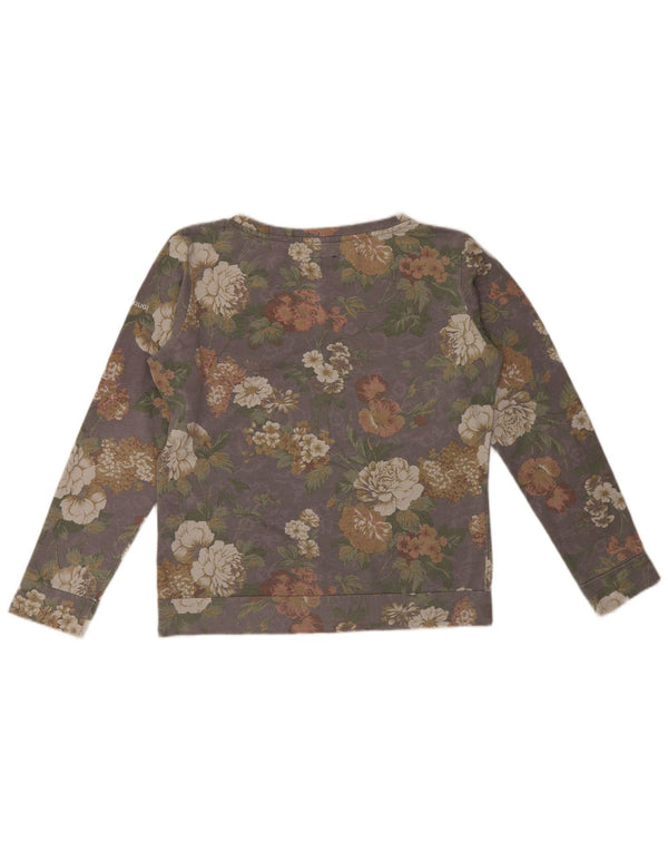Brugi Womens Sweatshirt Jumper Medium Grey Floral Cotton