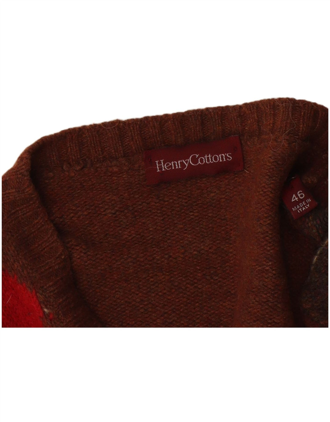 Henry Cottons Womens Cardigan Sweater IT 46 Large Brown Argyle/Diamond