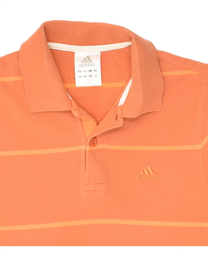 ADIDAS Mens Polo Shirt Small Orange Striped Cotton | Vintage Adidas | Thrift | Second-Hand Adidas | Used Clothing | Messina Hembry 