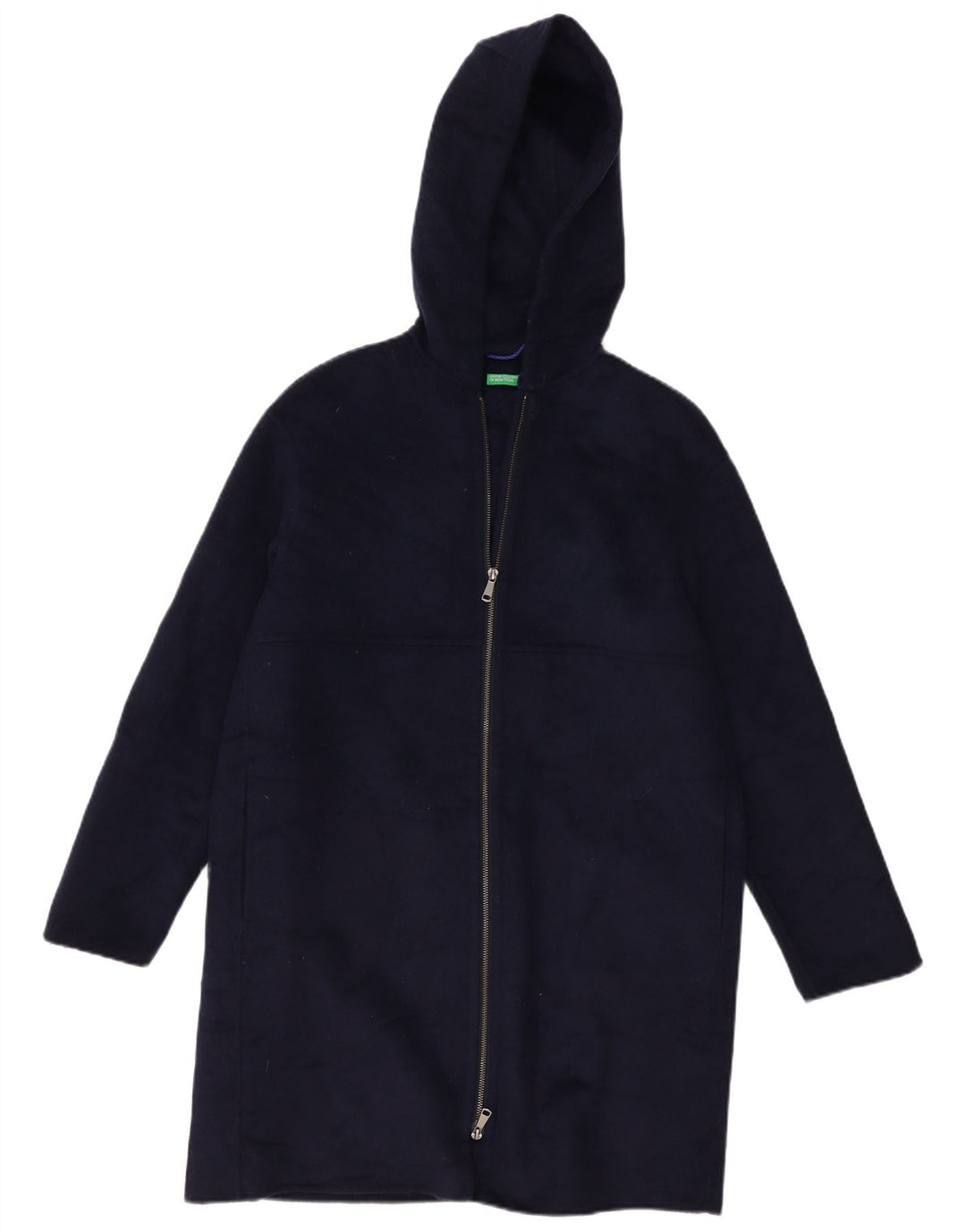 BENETTON Womens Oversized Overcoat UK 10 Small Navy Blue Wool