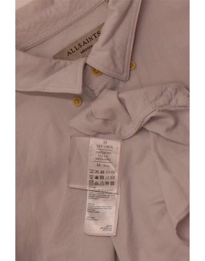 All Saints Mens Shirt Medium Off White Cotton